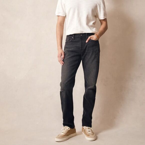 TODD SNYDER - SLIM SELVEDGE JEAN IN BLACK DESTROYED WASH - Picture 1 of 8